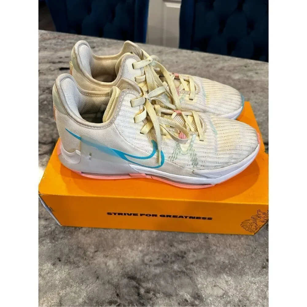 Lebron Witness VI 6 Coconut Milk/Polarized Blue Mens 9 Womens 11